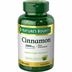 New ❤️ Nature's Bounty Cinnamon 2000 Plus Chromium High Potency 400 Mcg 60 Ct. 🔥