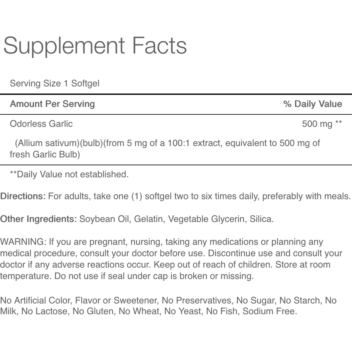 Cheap π Puritan's Pride Odorless Garlic 500mg 100 Ct. π - Image 2