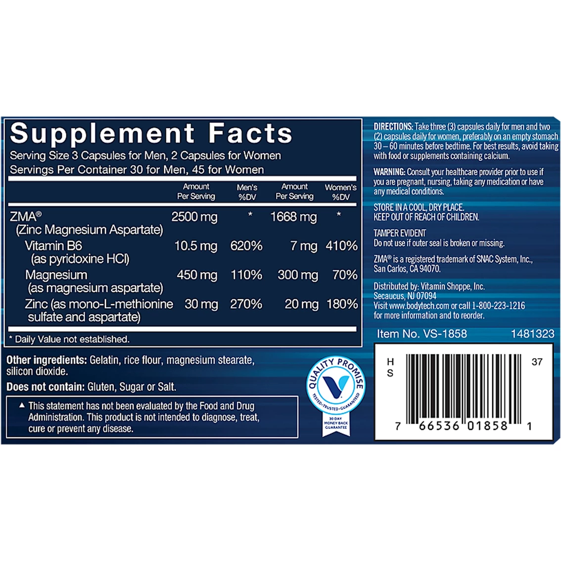 Buy π₯ BodyTech ZMA Tech Zinc, Magnesium And Vitamin B6 90 Ct. π― - Image 2