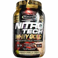 Hot Sale 🔔 MuscleTech Nitro Tech Premium Gold 100% Whey Protein Vanilla Ice Cream 2.2 Lb. 🔔