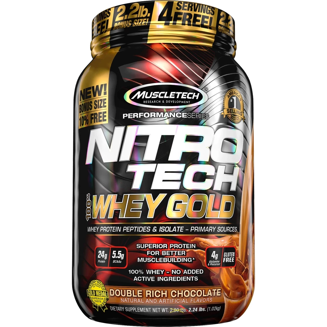 Best Sale π― MuscleTech Nitro Tech Premium Gold 100% Whey Protein Double Rich Chocolate 2.2 Lb. π