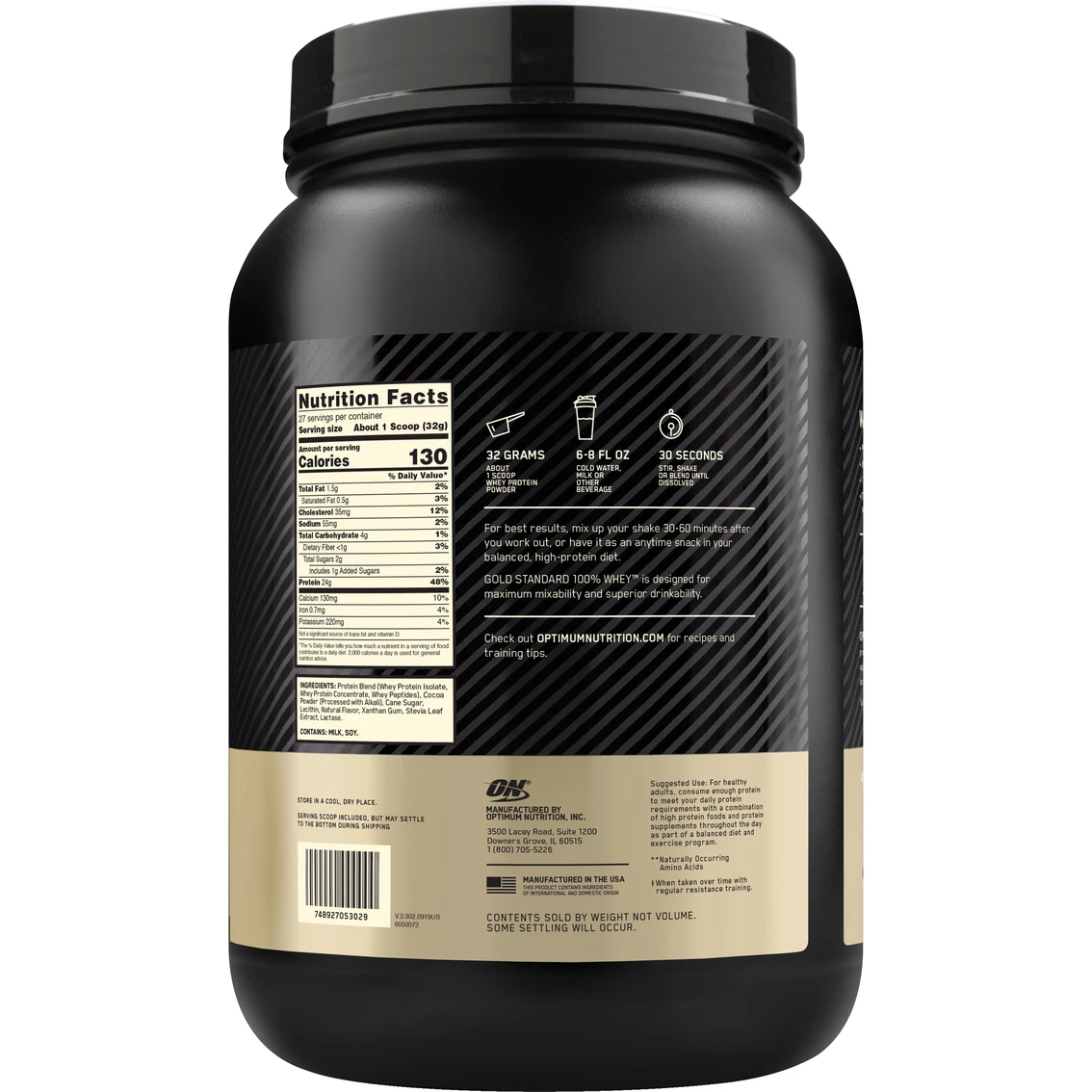 Discount π₯° Optimum Nutrition All Natural Gold Standard 100% Whey Protein Powder, 27 Servings π₯° - Image 2