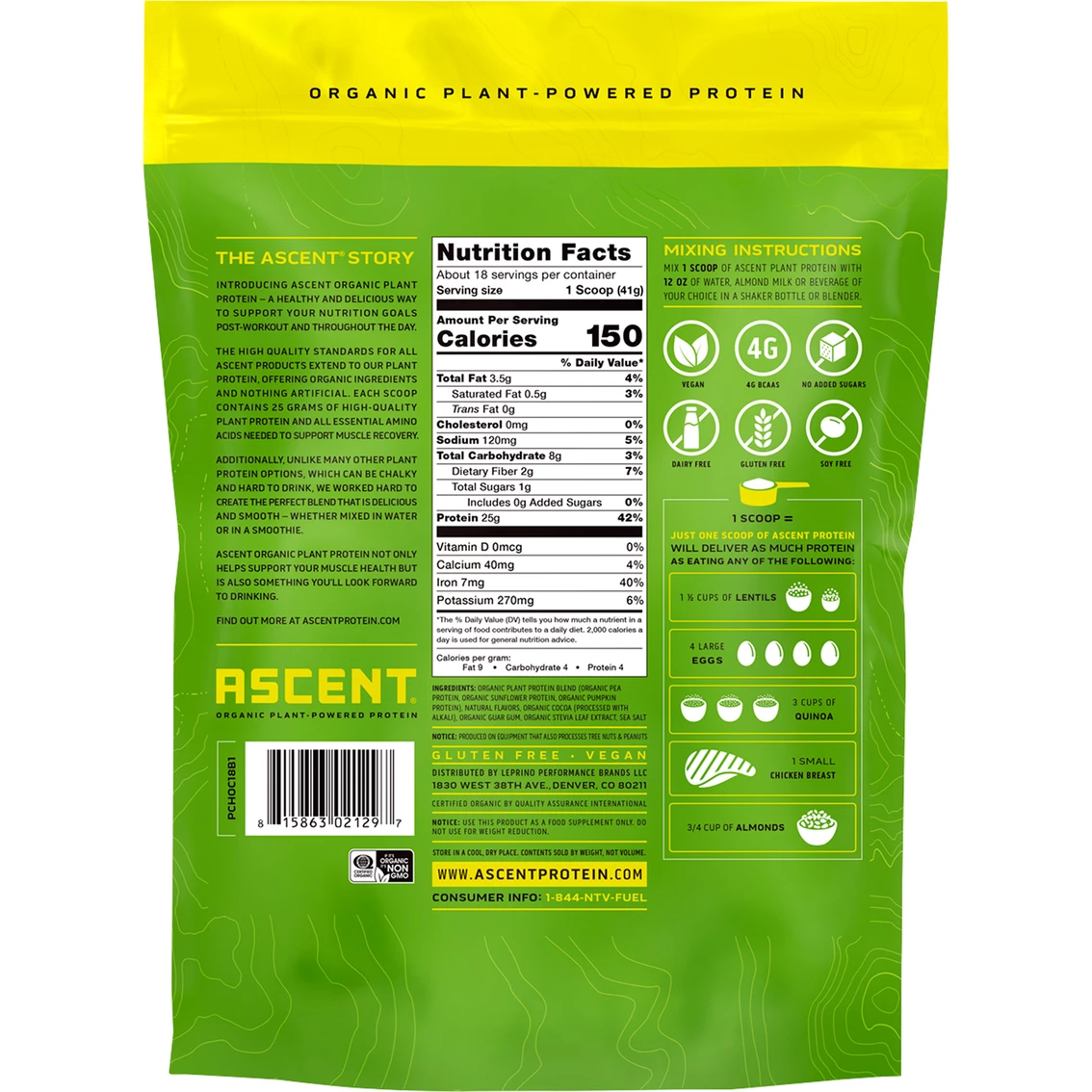 Budget π Ascent Organic Plant Protein 26 Oz. π - Image 2