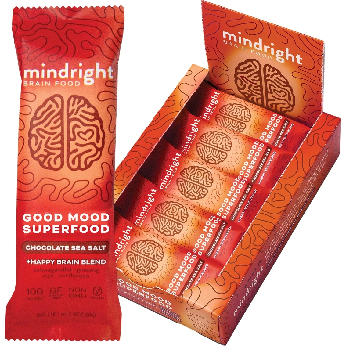 Cheapest π Mindright Nootropic Infused Protein Bars Chocolate Sea Salt Qty. 24, 1.79 Oz. Each π