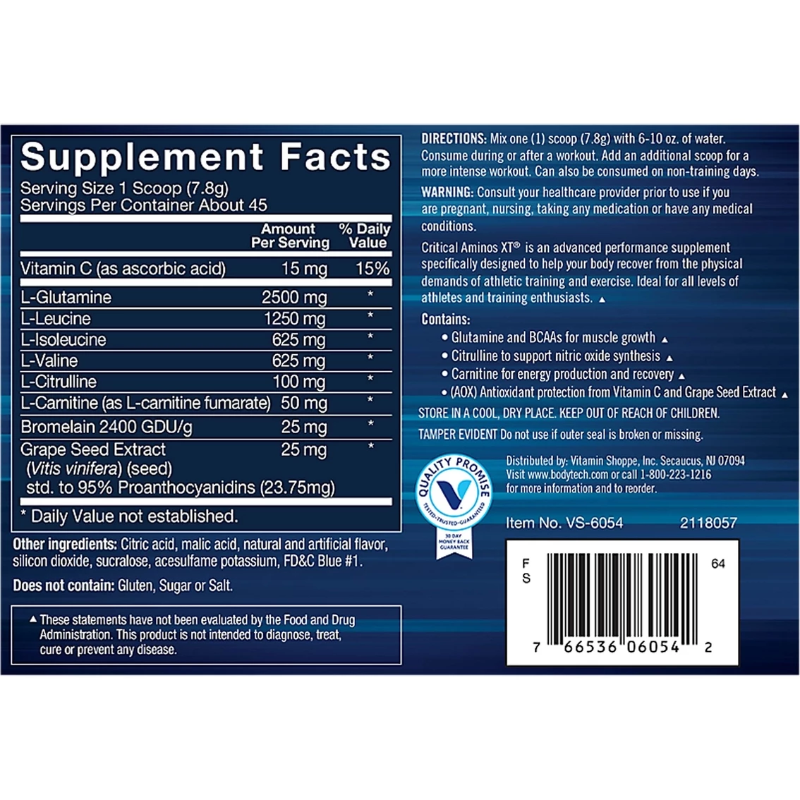 Buy π BodyTech Critical Aminos XT Intra/Post Workout 45 Servings π - Image 2