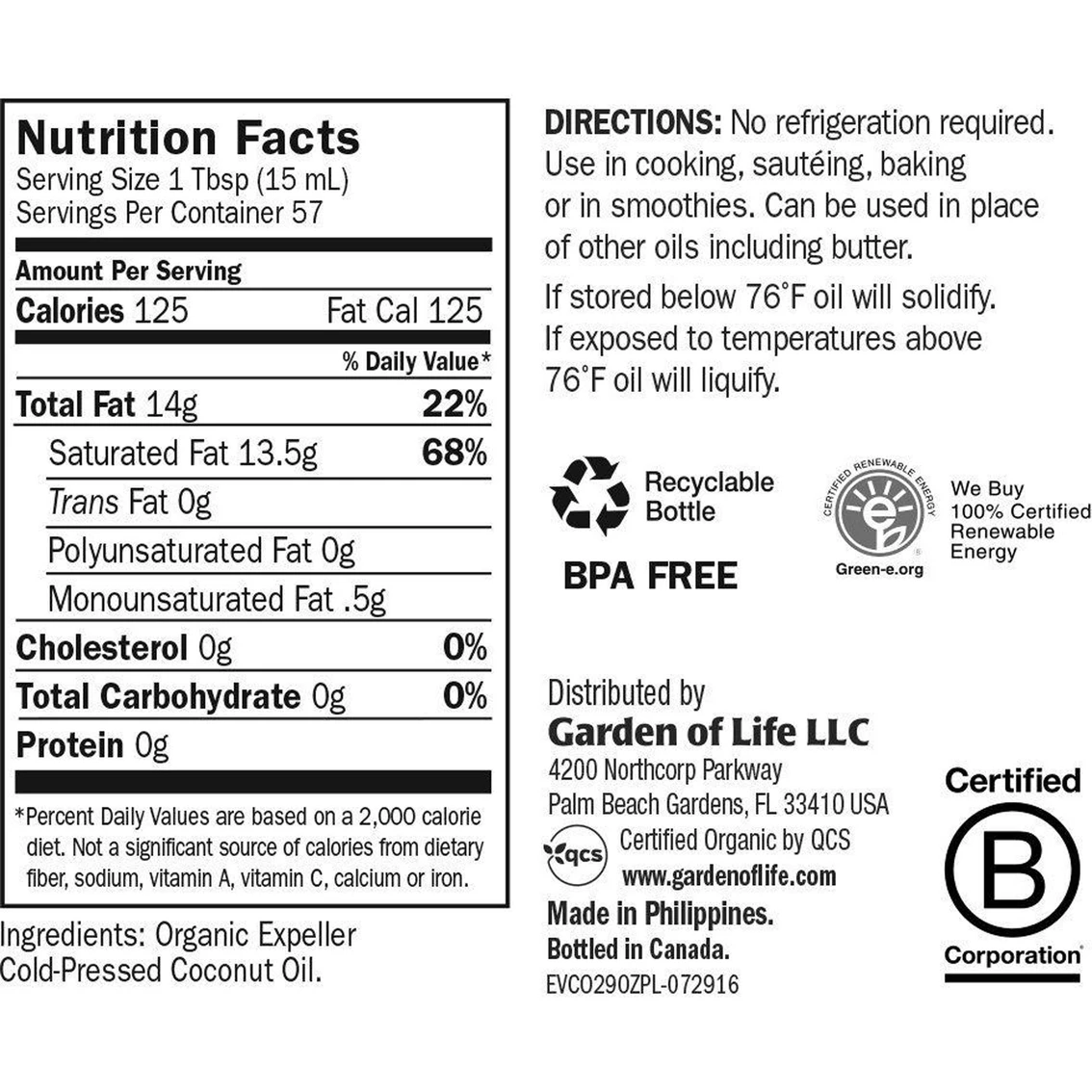 Brand new β€οΈ Garden Of Life Raw Extra Virgin Coconut Oil 29 Oz β - Image 2